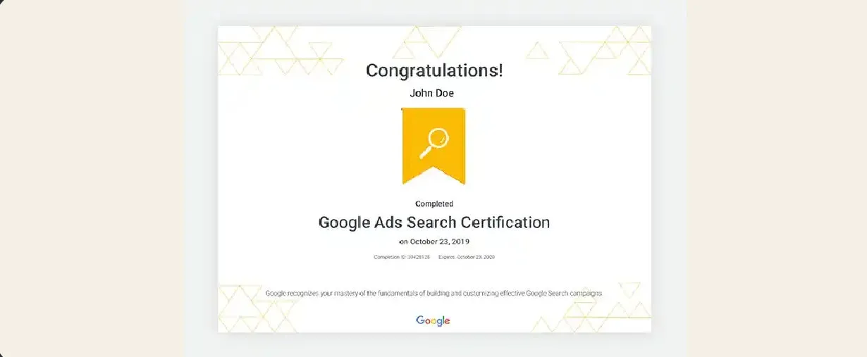 Google Ads Search certification